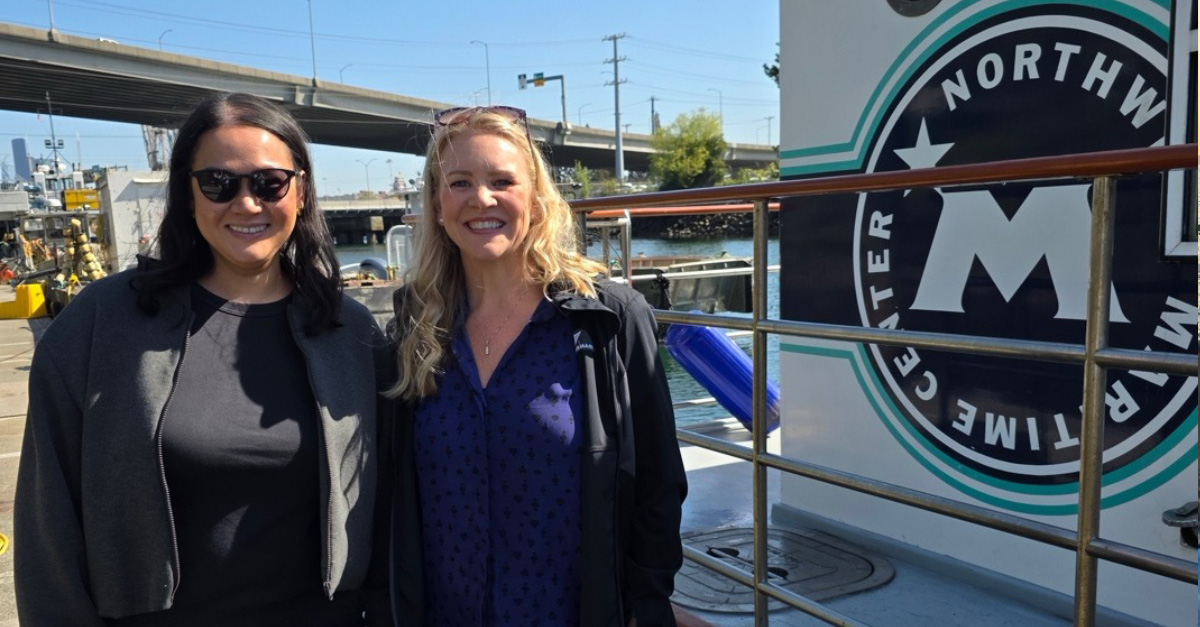 Two Transmarine employees at the Northwest Maritime High School ASBA education initiative